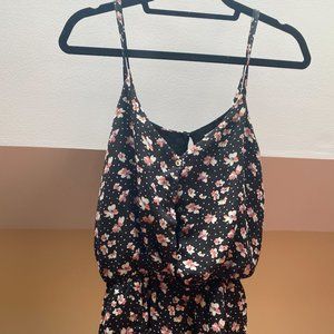 Lucca Couture black & peach floral romper, size s